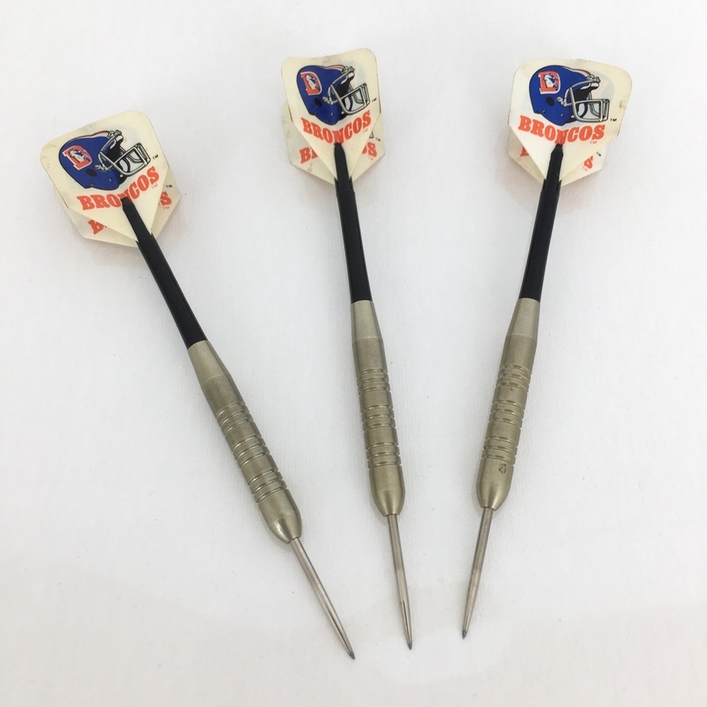 Vintage NFL Denver Broncos Steel Tip Unicorn Darts 20 Gram W/Leather Case